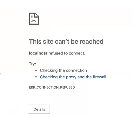 Screenshot of a webpage displaying an error message. The message says that the site can't be reached and includes a few troubleshooting tips.