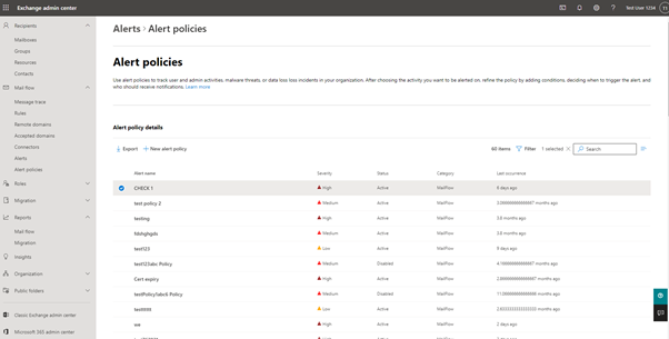 The screen on which you select an alert policy to disable it.