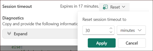 Screenshot that shows Session timeout.