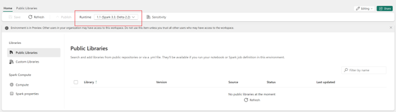 Screenshot that shows where to check the Runtime version.