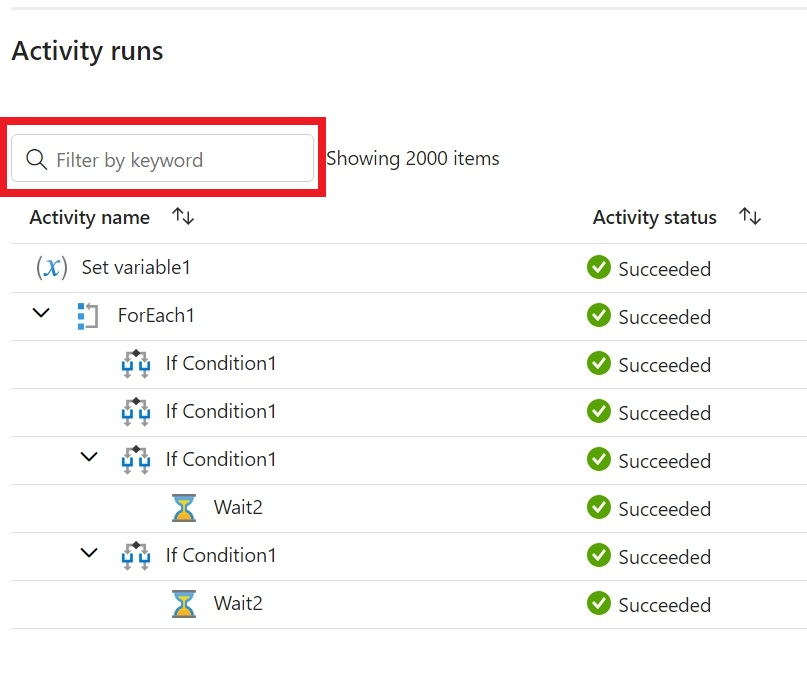Screenshot of keyword filter box.