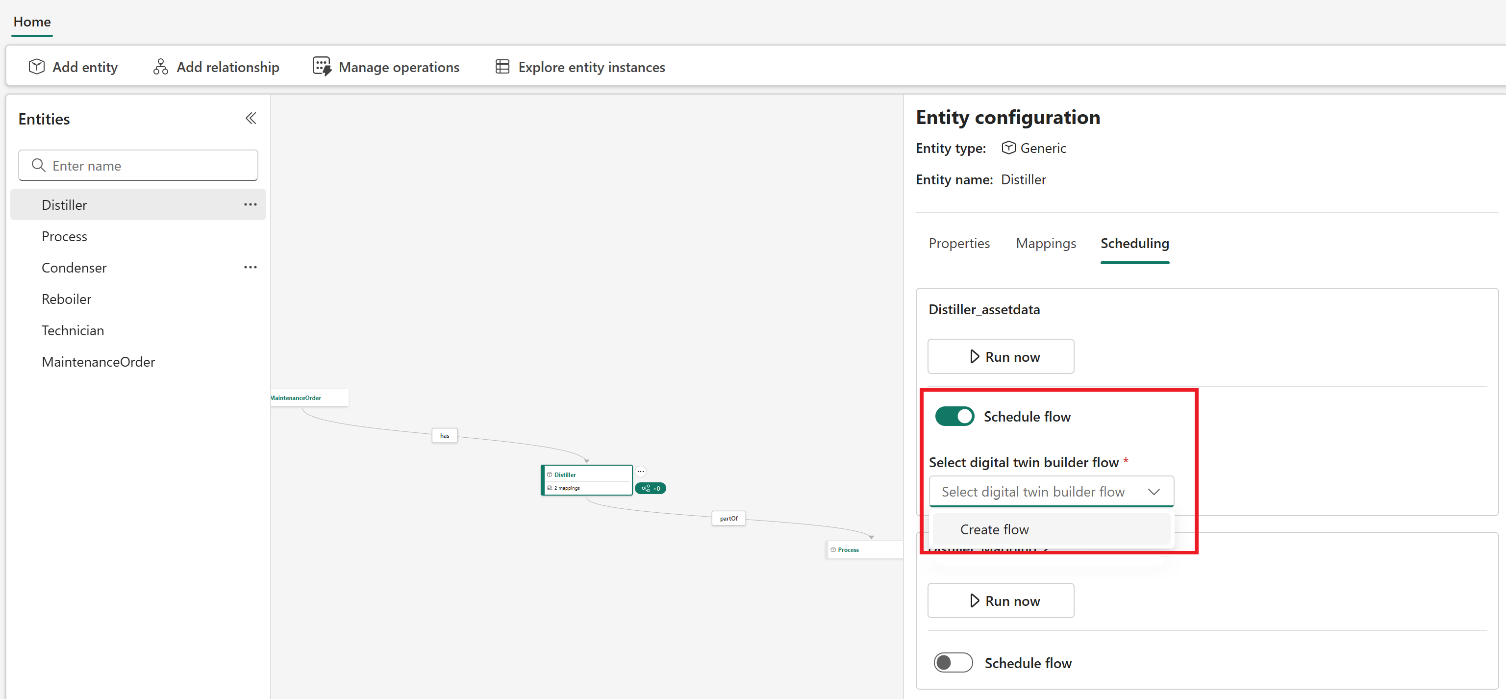 Screenshot of the Create flow option.