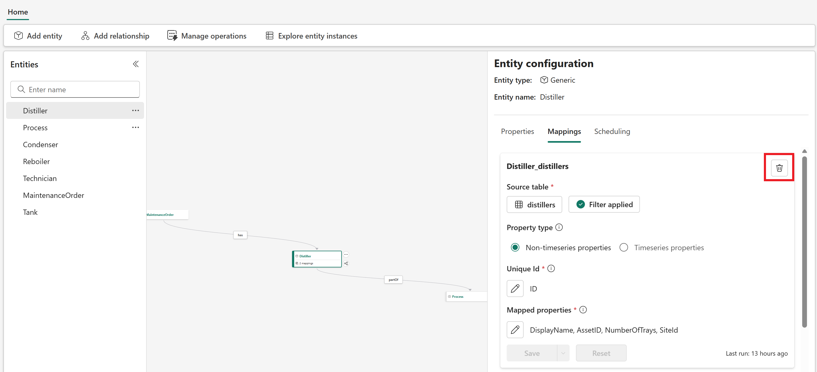 Screenshot of deleting a mapping.