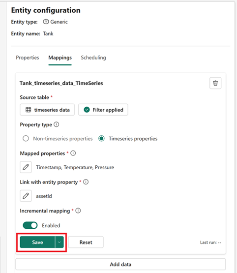 Screenshot of entity type configuration options after configuring the link property.