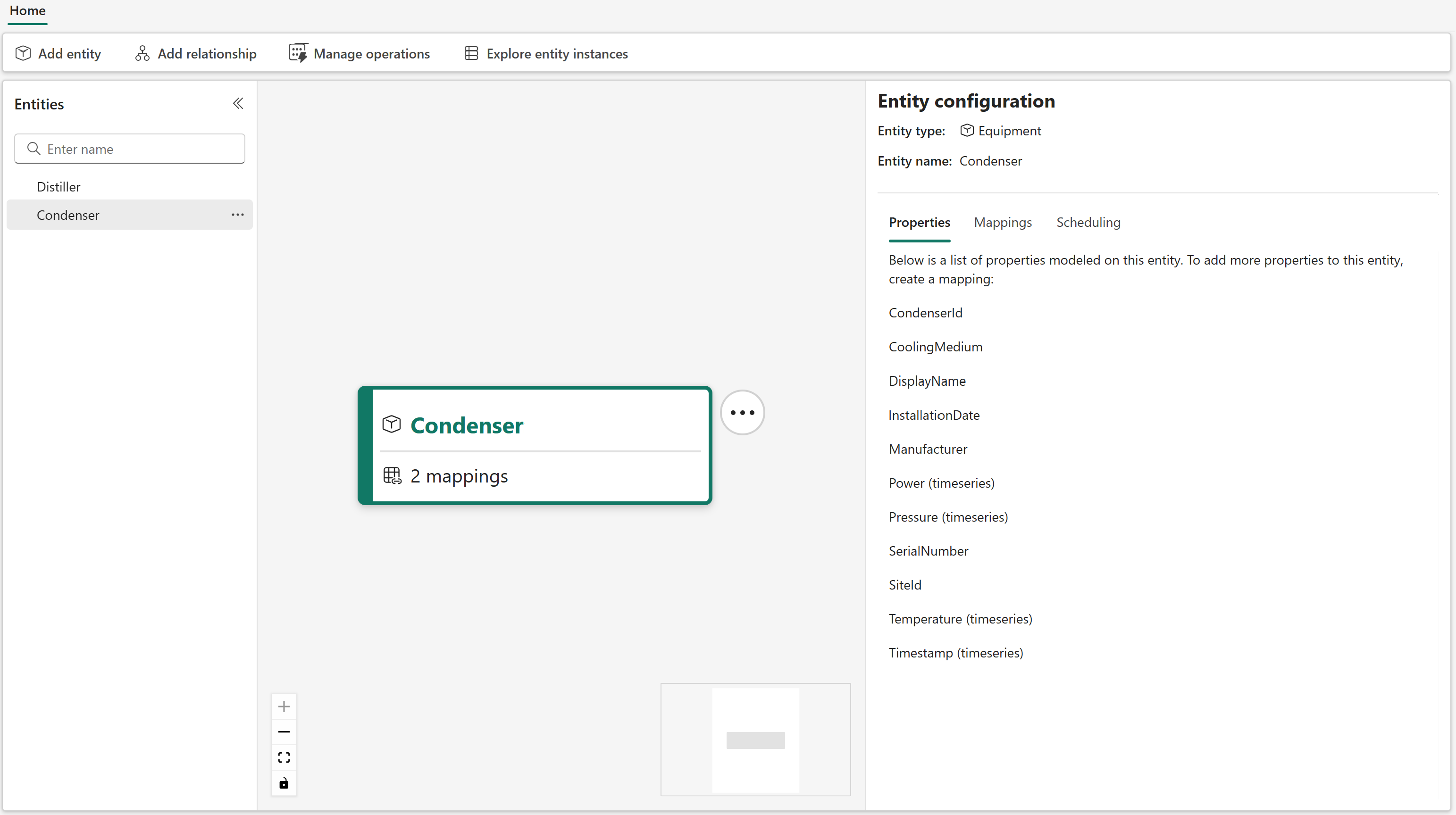 Screenshot of the Condenser entity type.