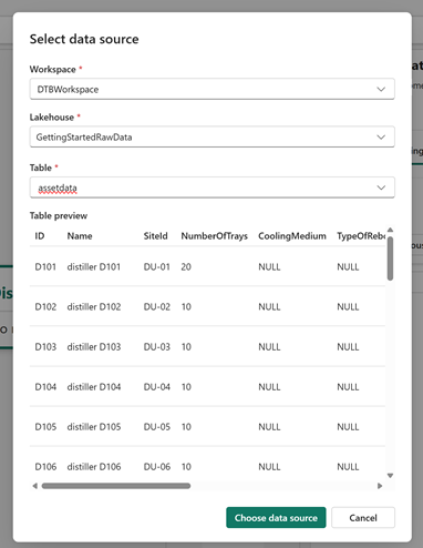 Screenshot of the distiller data source.