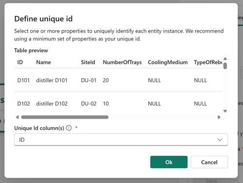 Screenshot of the unique ID options.