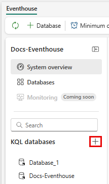 Screenshot showing the selector to add a new database.