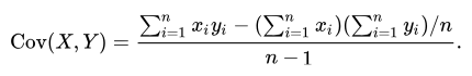 Image showing a covariance sample formula.