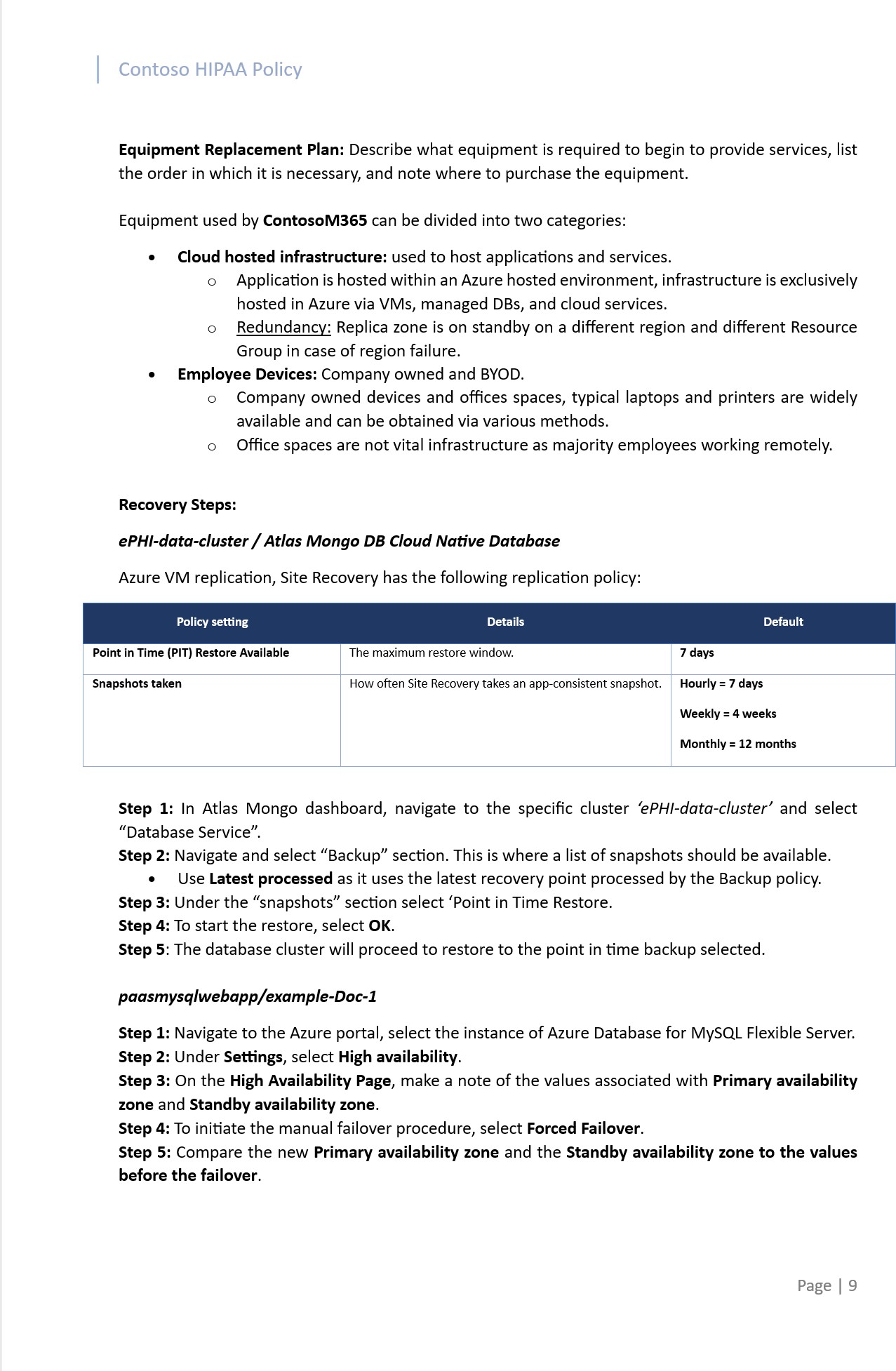 Data backup and disaster recovery document page 2.