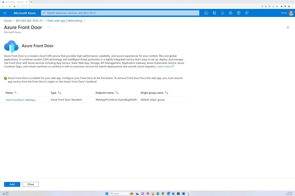 Azure Front Door networking overview for PaaS-web-app.
