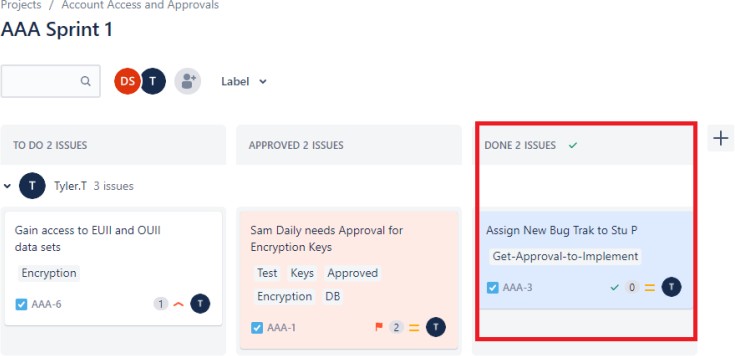 Jira ticket with 2 issues checked as done.