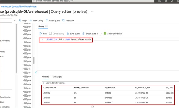 Production database query editor with run results.