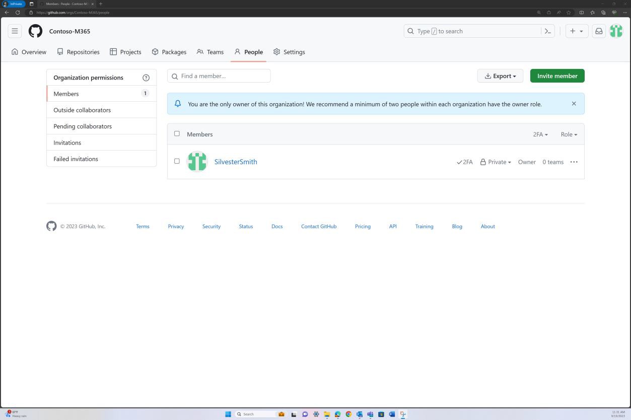 GitHub people dashboard showing member silvestersmith.