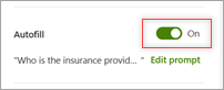 Screenshot showing the Autofill section of the Edit column panel with the setting toggle highlighted.