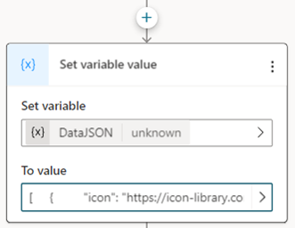 Screenshot of the 'Set variable value' node with the 'To value' parameter set.