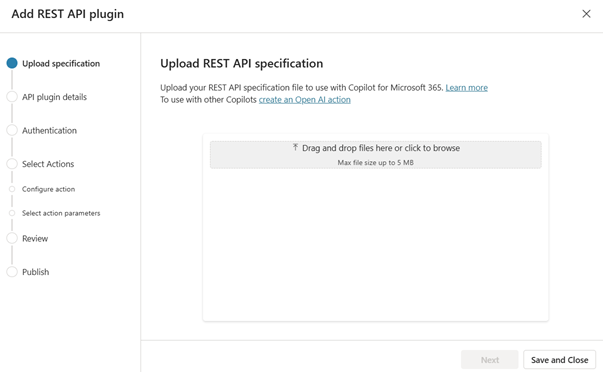 Upload API specification.