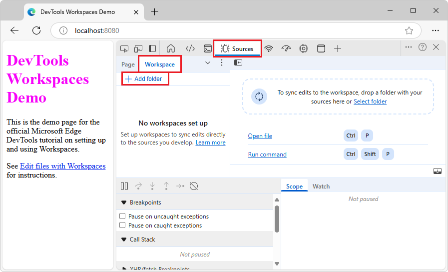 The Workspace tab