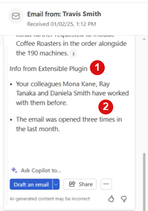Screenshot showing insights from partner apps in the email summary.
