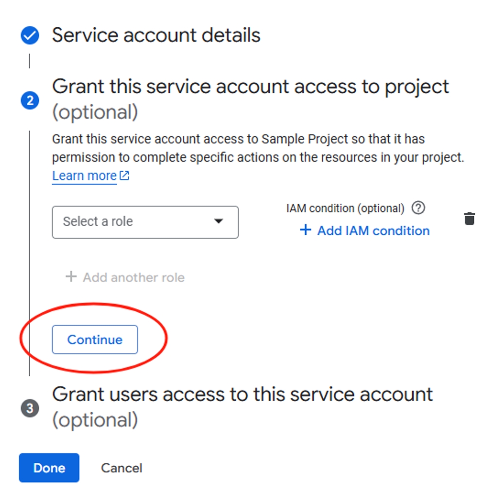 Screenshot that shows how to create service account-step4.