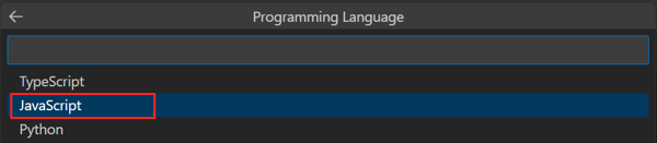 Screenshot shows the option to select the programming language.
