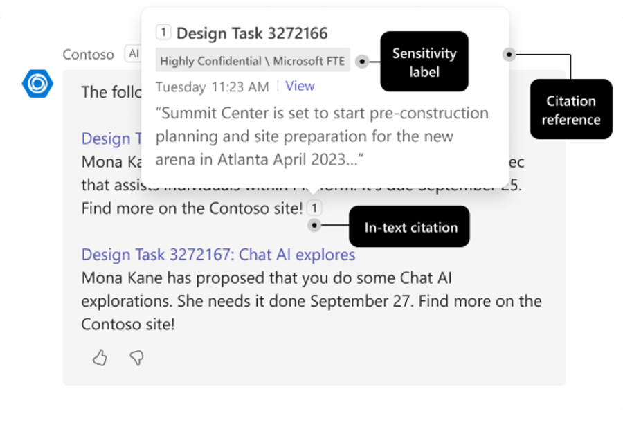 Image shows an example of citations in custom engine agents.