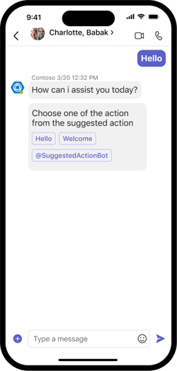 Image shows suggested actions in a group chat in a mobile client.