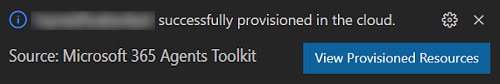 Screenshot shows the provisioning complete dialog.