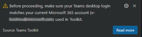 Screenshot shows the subsequent desktop login notification in vs code.