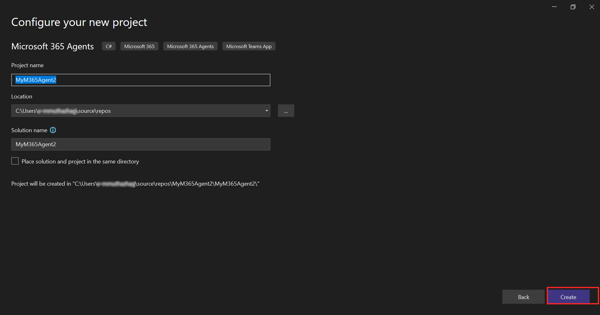Screenshot shows the option to enter the project name.
