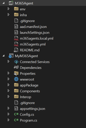 Screenshot shows the scenario based Solution Explorer Agents toolkit.