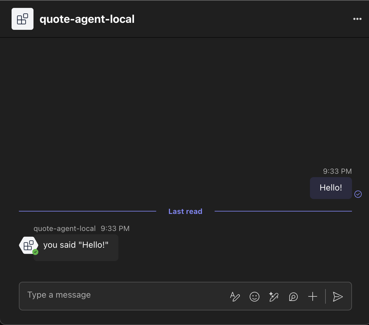 Agent running on Teams