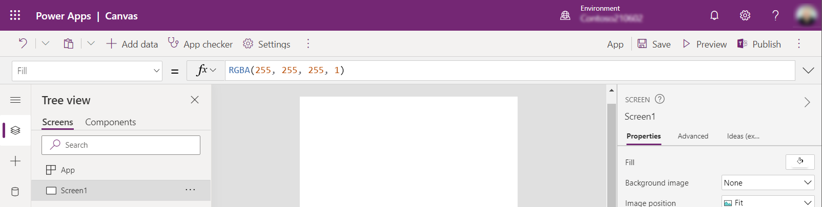Power Apps Studio new page