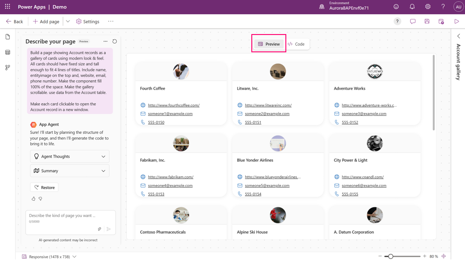 A generated page user experience
