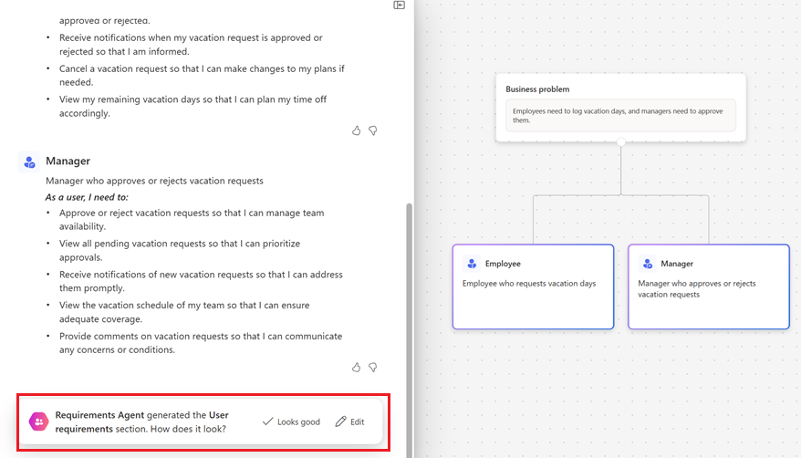 Screenshot of Plan designer showing user roles and stories. Options to edit or add roles are visible.
