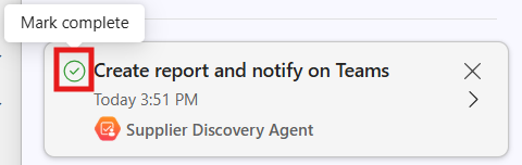 Agent feed mark as complete button