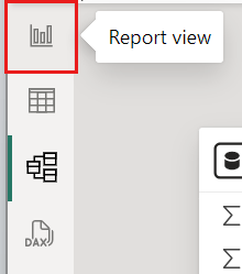 Screenshot of report view icon in Power B I Desktop.
