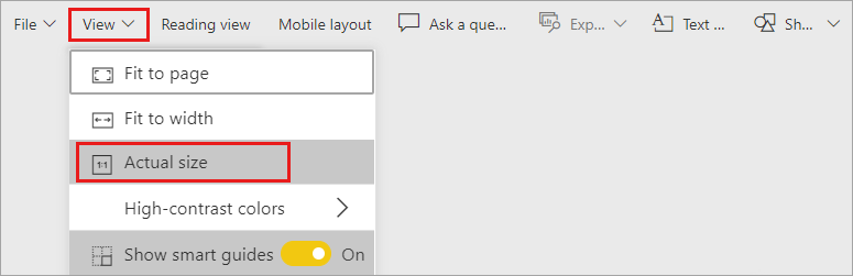 Screenshot of page view drop down to show the actual size for easier tooltip creation.