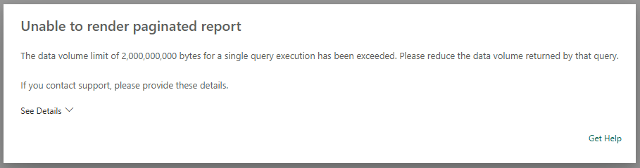 Screenshot of Data Limits Error Message.