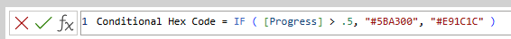 Screenshot of DAX code listed out in the visual calculation editor.