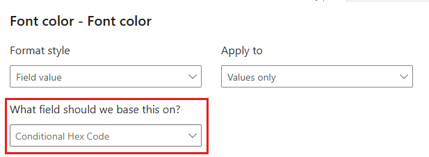 Screenshot of a conditional formatting window where the visual calculation is selected.