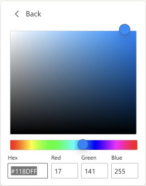 Screenshot of custom color picker in Power BI.
