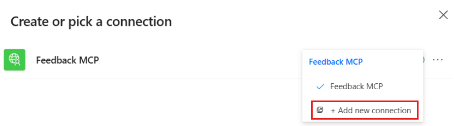 Screenshot showing the options menu with Add new connection option.