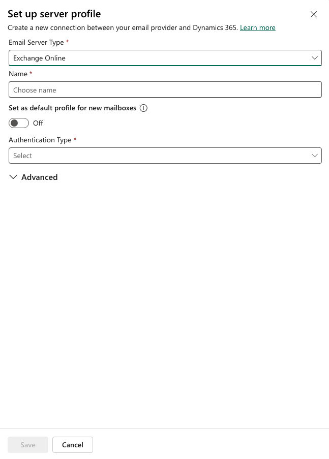 Set up the server profile.