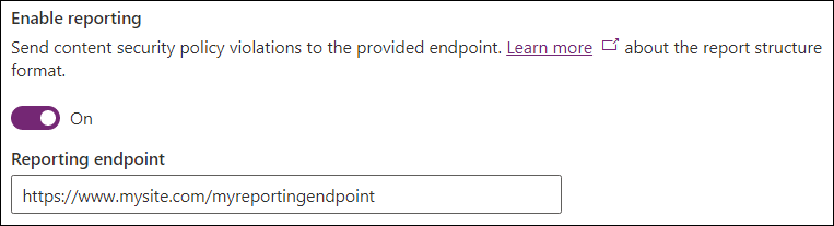 Enable the reporting toggle to on.