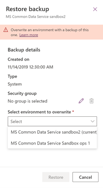 Restore backup
