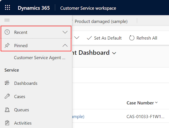 Users can use recent and pinned records in the multisession app sitemap.