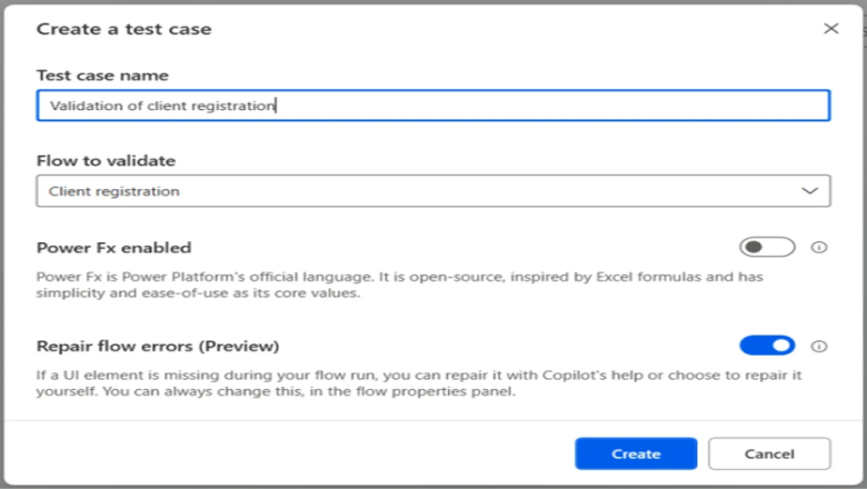 Creating a test case to validate the expected results of a desktop flow