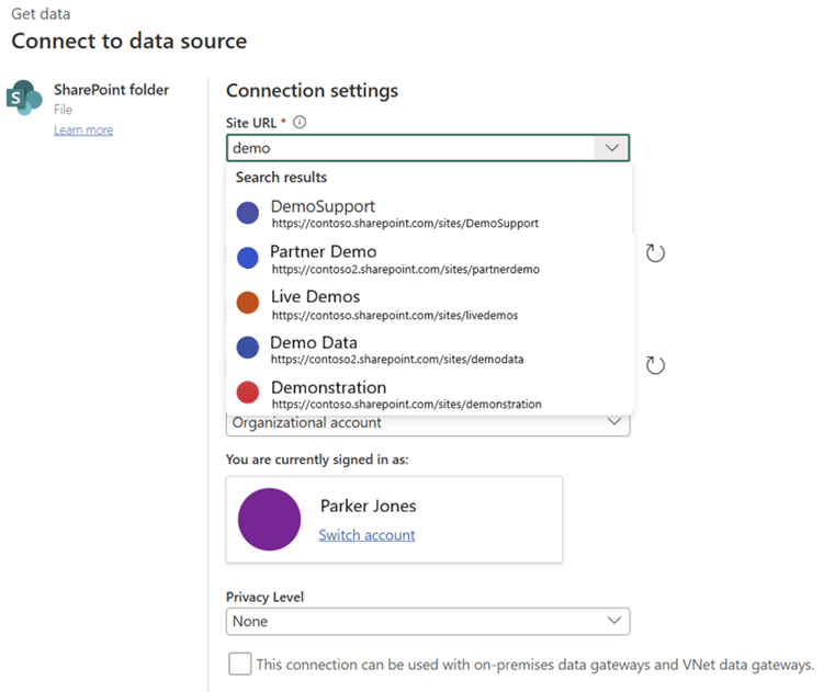 Screenshot of searching SharePoint site.