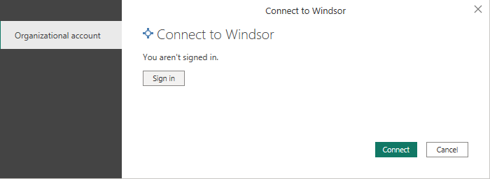 Screenshot of the authentication dialog where you sign in to Windsor.